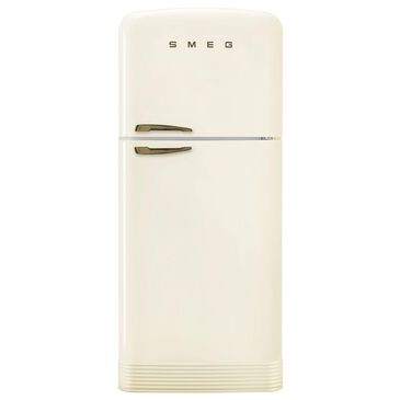 SMEG 19.28 Cu. Ft. Retro Top Freeze Refrigerator with Right Hinge and Old Brass Handle in Cream, , large