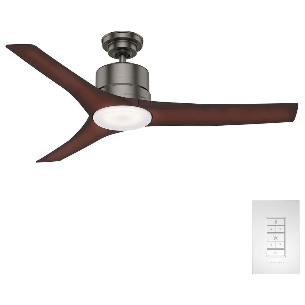 Hunter Piston 52&quot; Outdoor Ceiling Fan with LED Light in Brushed Slate, , large