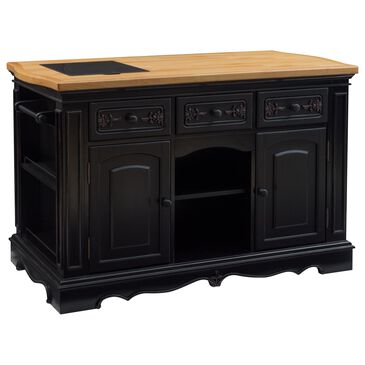 Linon Home Decor Pennfield Kitchen Island in Natural and Black Sand, , large