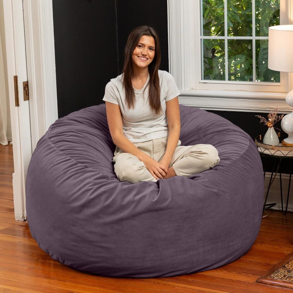 Jaxx Saxx 5&#39; Large Round Bean Bag Chair in Purple, , large