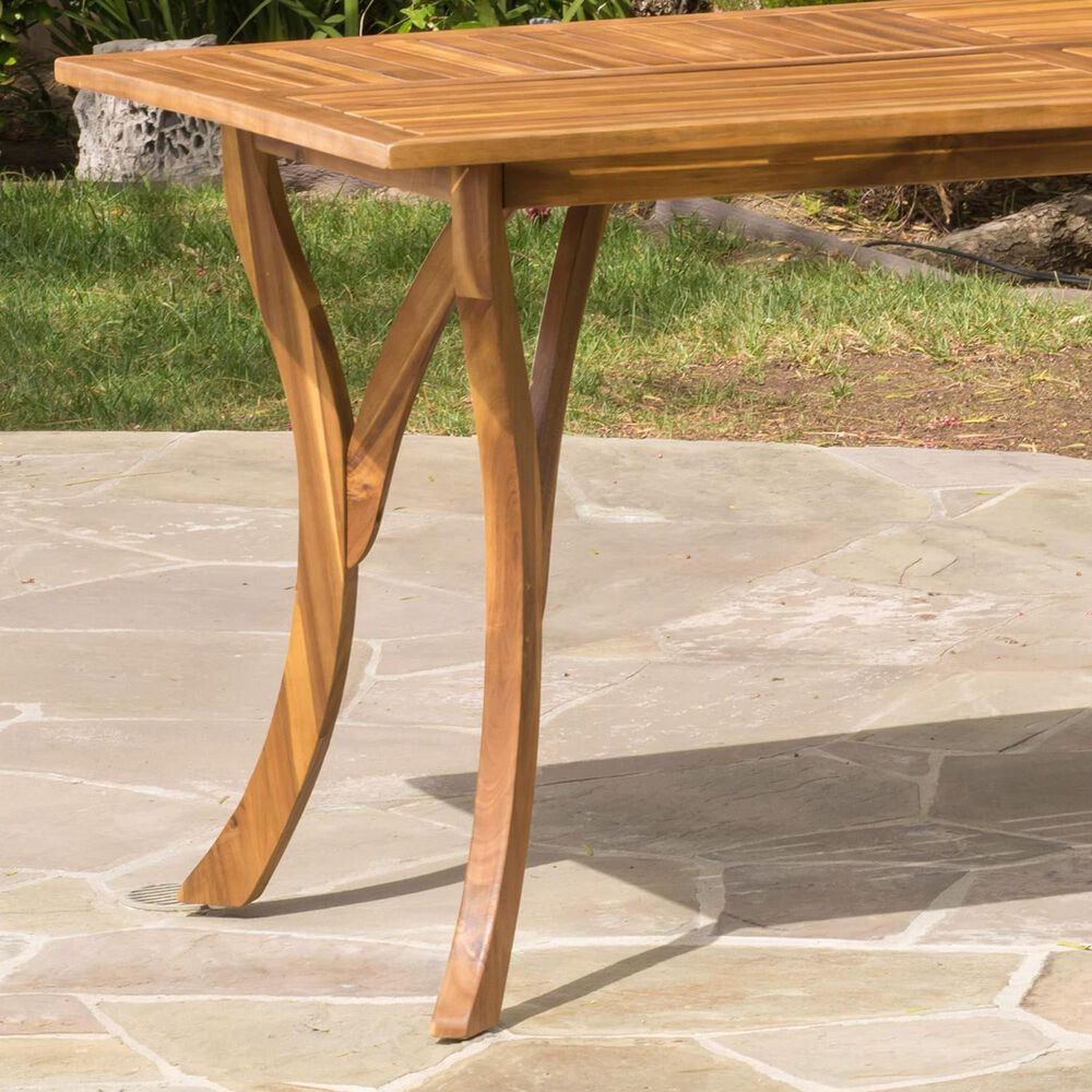 Hearth and Haven Hermosa 7-Piece Outdoor Dining Set with Cream Cushion in Teak, , large