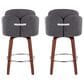 LumiSource Dahlia Swivel Counter Stool with Grey Upholstery in Walnut and Chrome (Set of 2), , large