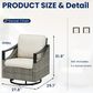Sunwell Garden Patio Swivel Glider Chair with Gray Frame and Curved Cushion in Beige (Set of 2), , large