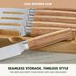 Green Pan Elite 8-Piece Steak Knife Set with Light-Wood Handles in Stainless Steel, , large