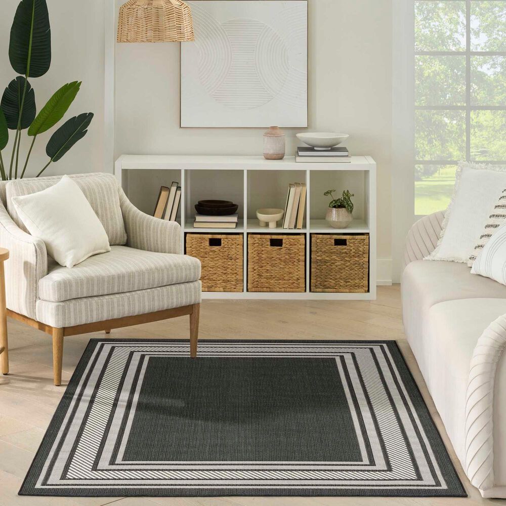 Nourison Horizon HOZ03 Black 6&#39; x 9&#39; Indoor/Outdoor Area Rug, , large
