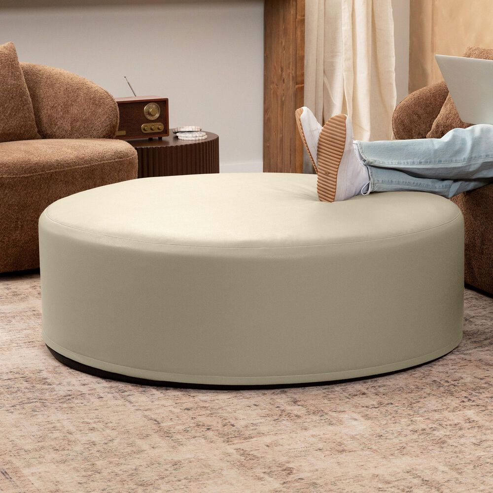 Jaxx Candler Round Ottoman in Natural Beige, , large