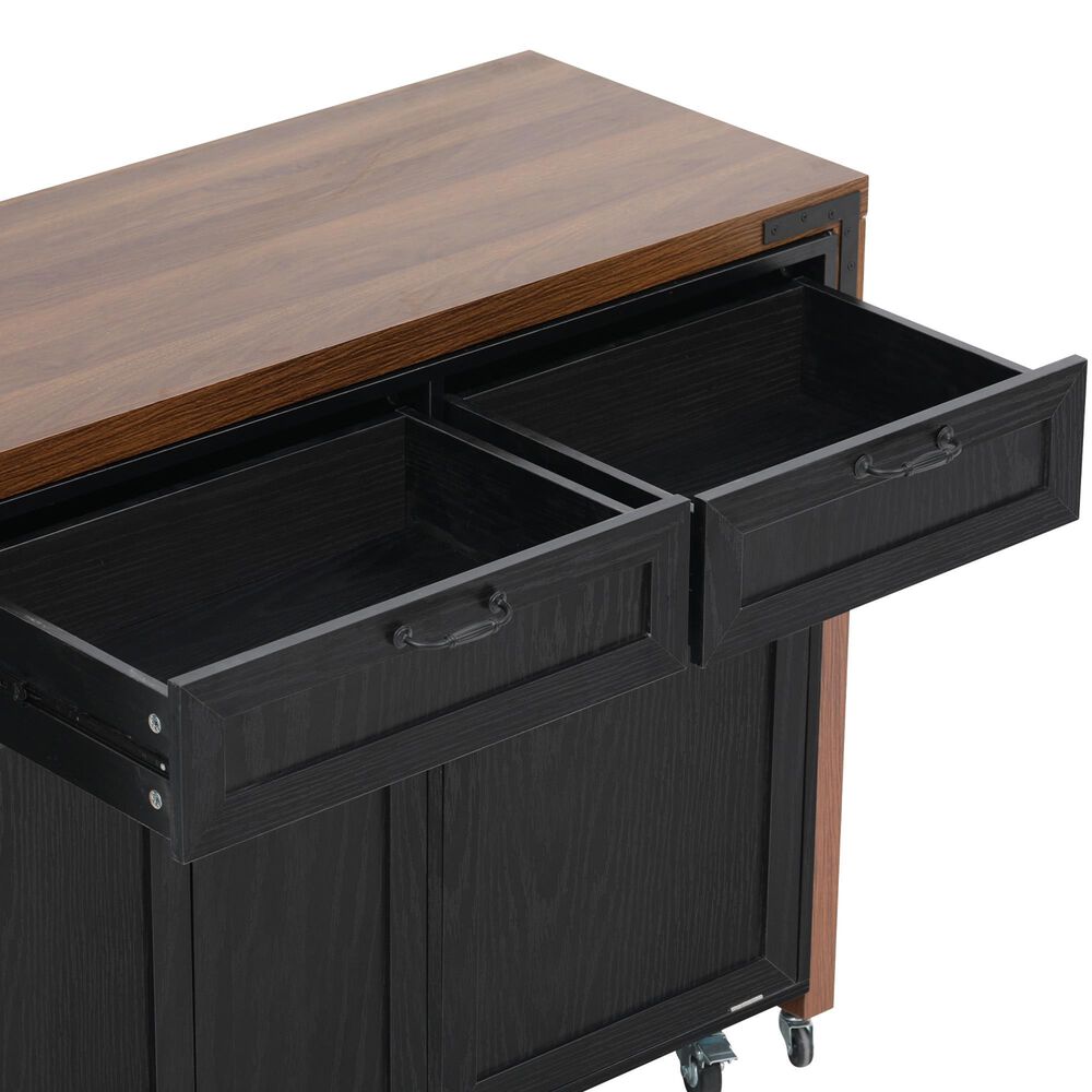 HOMLUX 102" Kitchen Island with Extendable Dining Table in Black, , large
