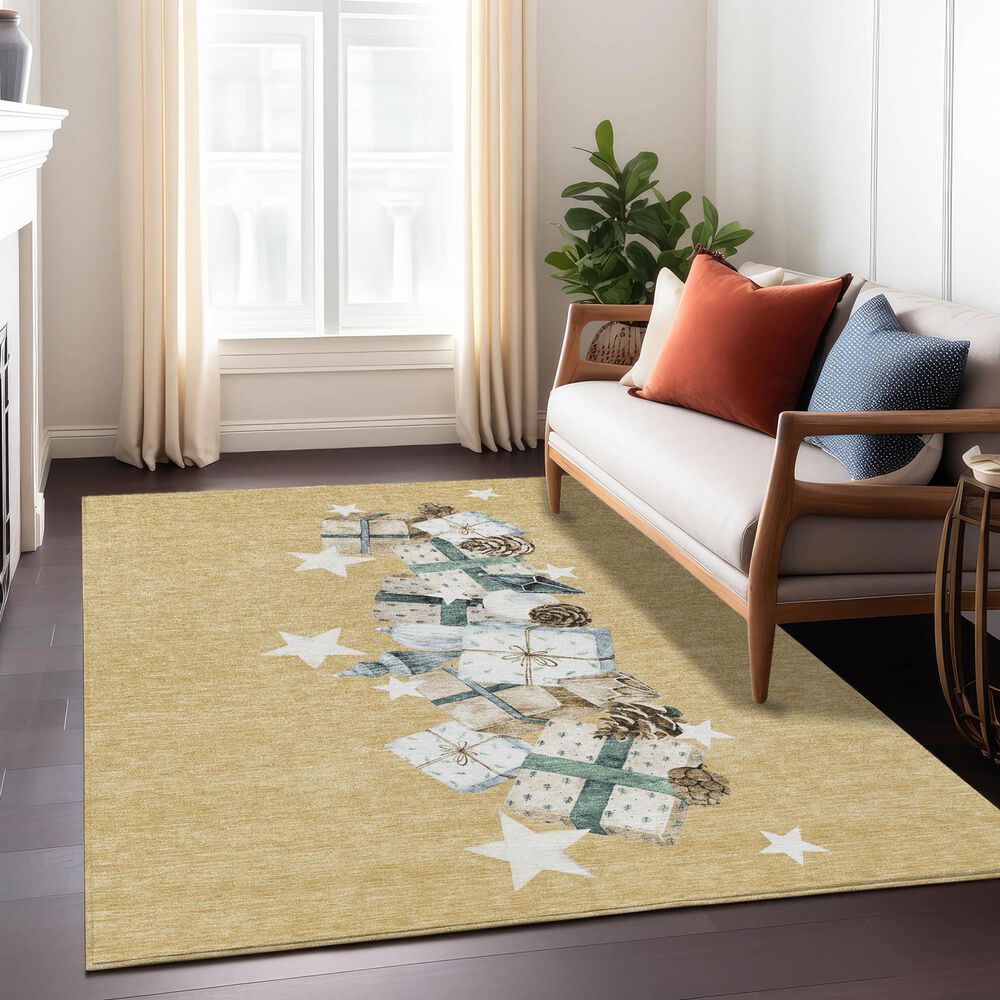 Dalyn Rug Company Wonderland WN33 3&#39; x 5&#39; Gold Indoor/Outdoor Area Rug, , large