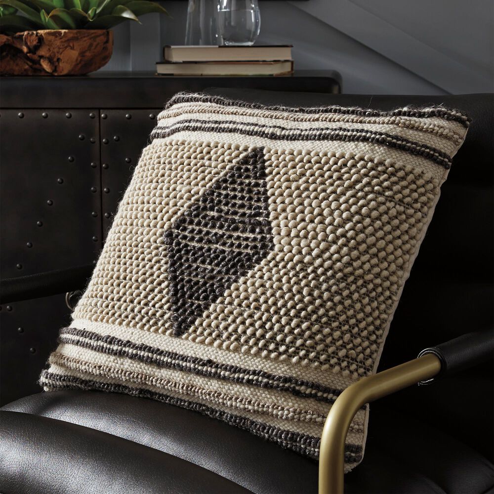 Ashley Ricker 20&quot; Square Throw Pillow in Gray and Cream, , large