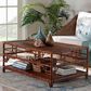 Baxton Studio Sebalio Coffee Table with Open Shelf in Marbled Tortoise Brown, , large