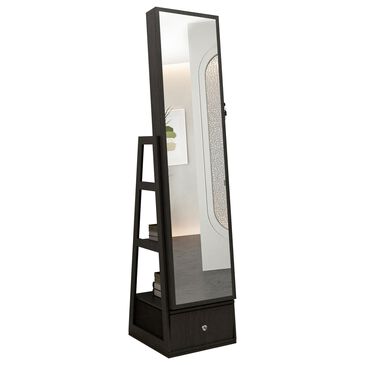 GigaCloud Swivel Jewelry Cabinet with Full Length Mirror and Storage Drawers in Black, , large