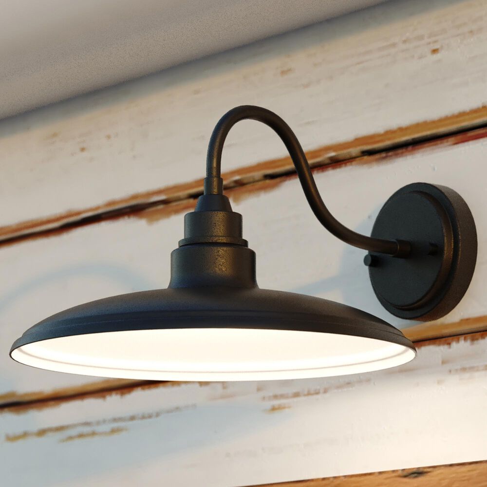 Vaxcel Tucson 13" 1-Light Outdoor Wall Sconce in Textured Black and Glossy White, , large