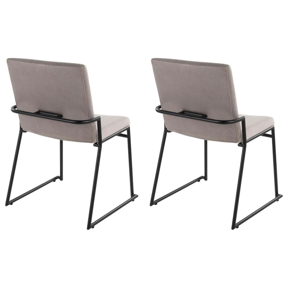 LumiSource Dutchess Side Chair with Silver Velvet Cushion in Black (Set of 2), , large