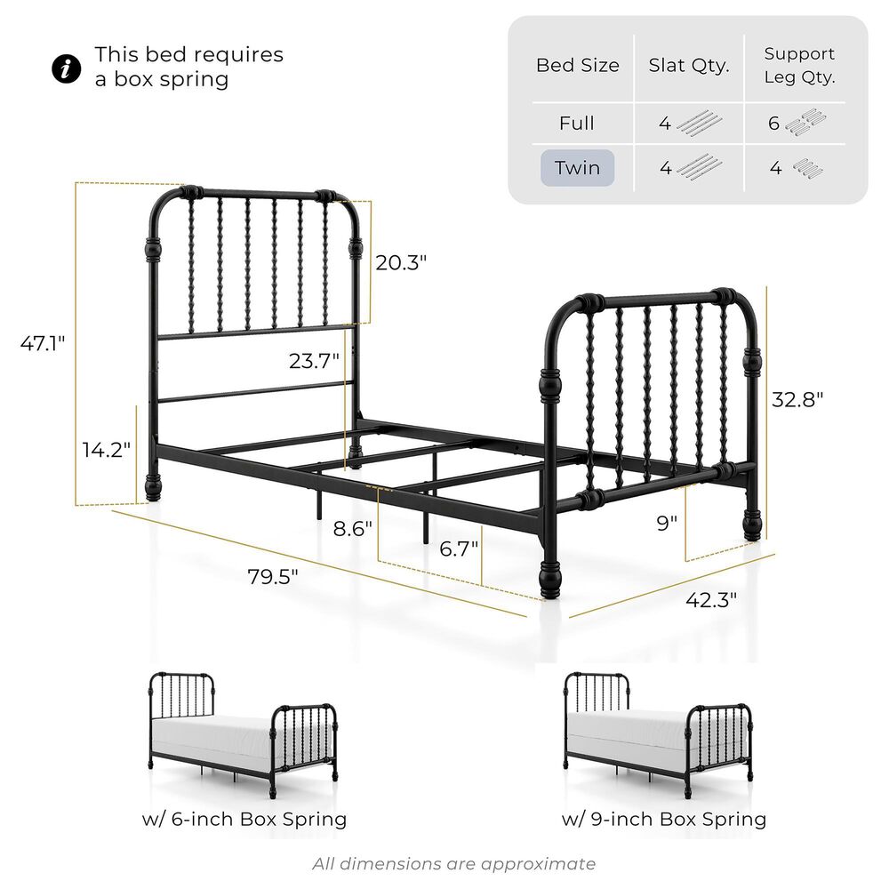 Furniture of America Wren Twin Spindle Kids Bed in Black, , large