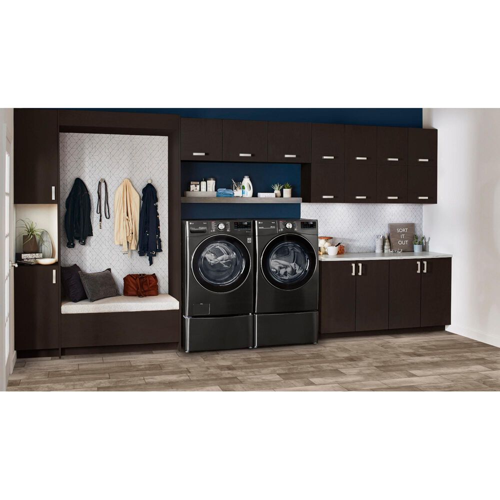 LG 7.4 Cu. Ft. Smart Front Load Electric Dryer with TurboSteam in Black Steel, , large