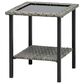 Sunwell Garden 19" Patio Square Side Table with Glass Top in Gray, , large