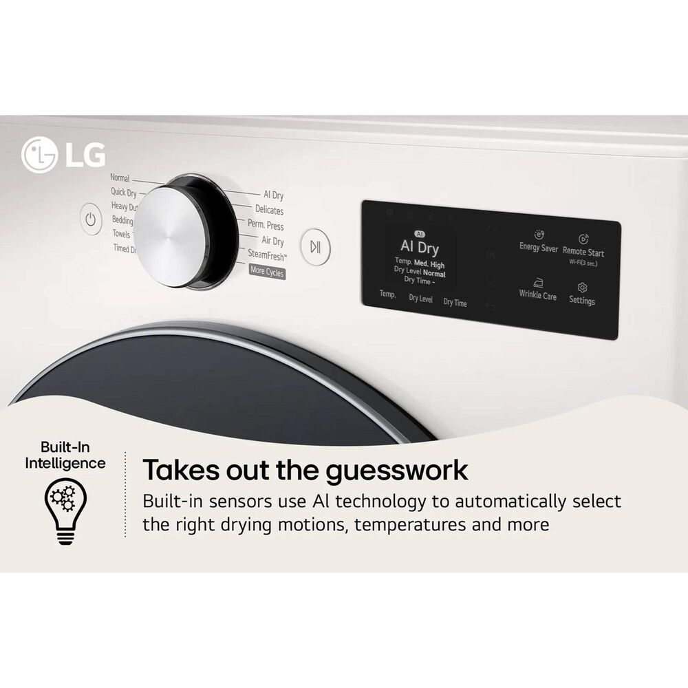 LG 7.4 Cu. Ft. Smart Front Load Electric Dryer with AI Sensor Dry in Alphine White, , large