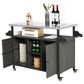 Hearth and Haven 2-Door Outdoor Bar Cart with Stainless Steel Top in Grey, , large