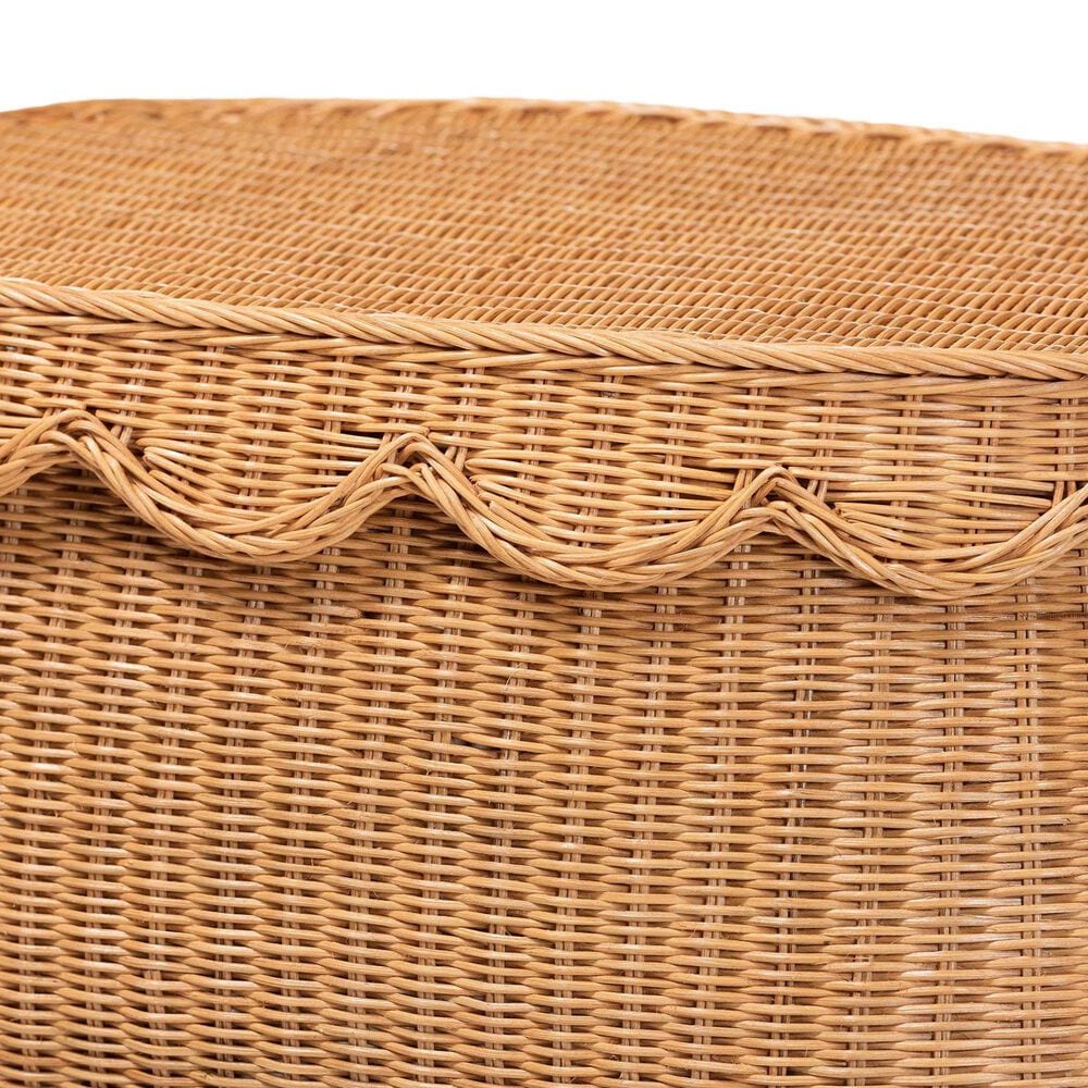 Baxton Studio Ayleen Medium Basket with Scalloped Lid in Light Honey, , large