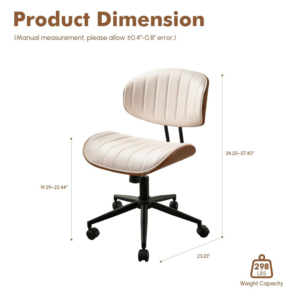 HOMLUX Ergonomic Swivel Office Chair with Vertical Channel-Tufted Cushion in White, , large