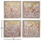 Maple and Jade 20" x 20" Eclectic Floral Wall Decor in White, Gold, Orange and Red (Set of 4), , large
