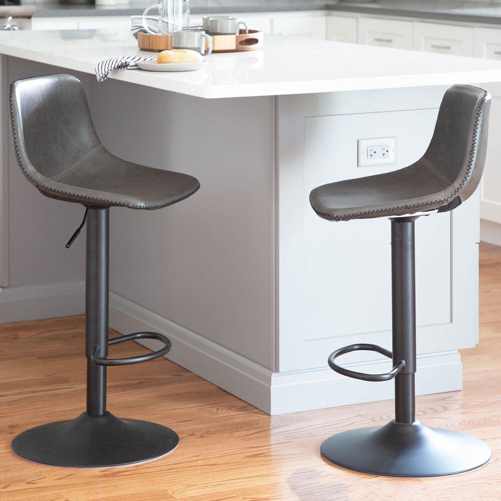 Lumisource Duke Adjustable Barstool in Grey and Black &#40;Set of 2&#41;, , large
