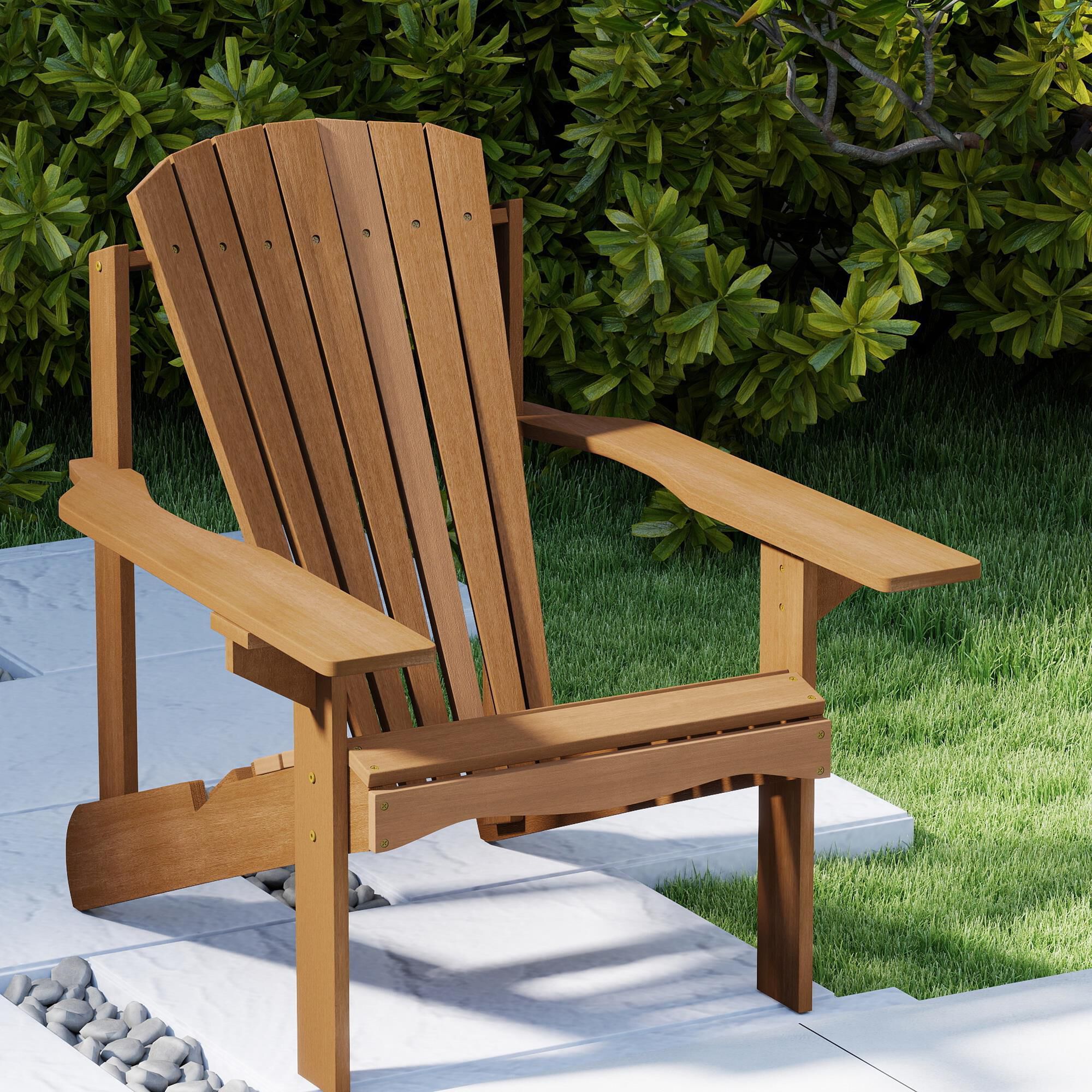 HOMLUX Patio Adirondack Chair in Natural