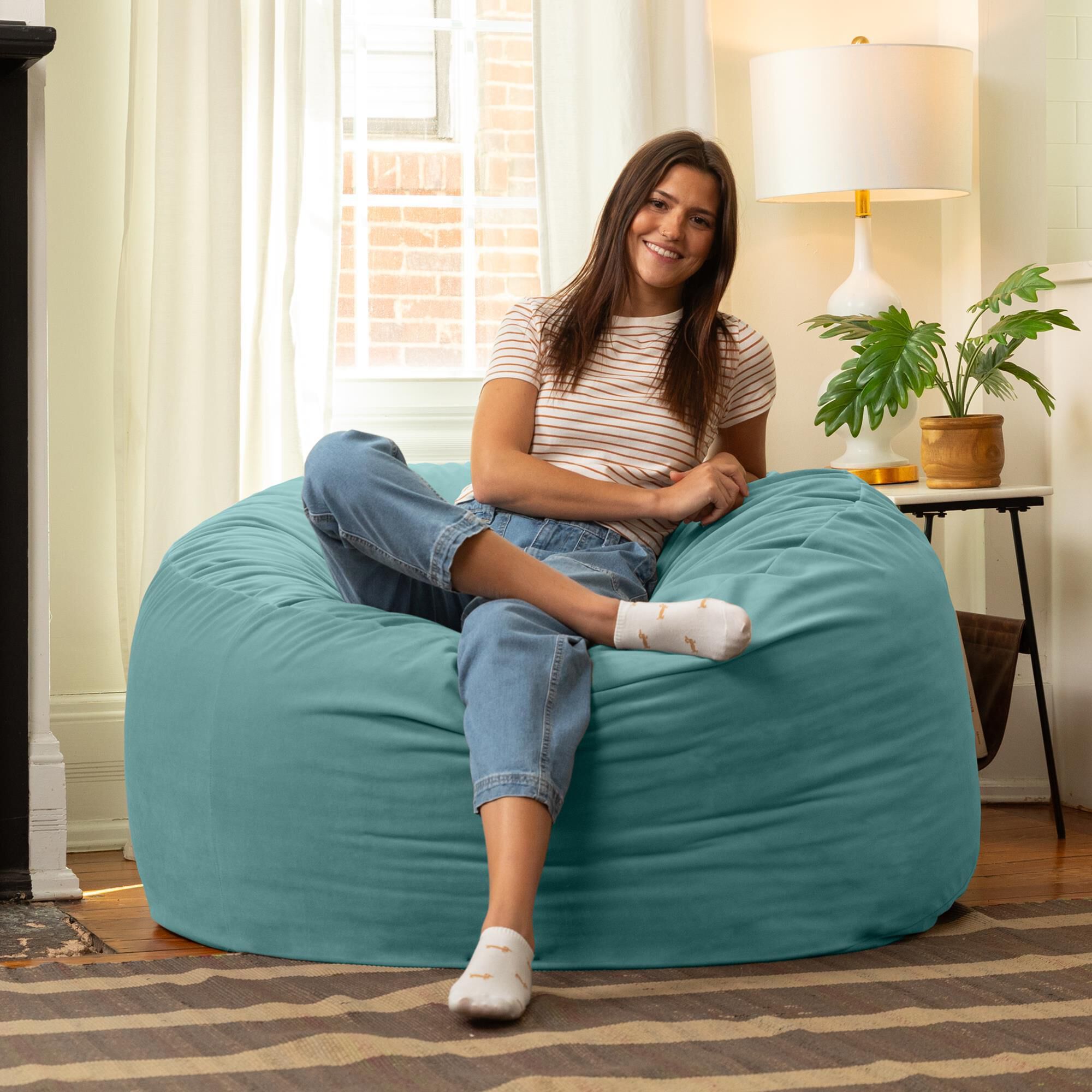 Jaxx Saxx 4' Large Round Bean Bag Chair in Turquoise