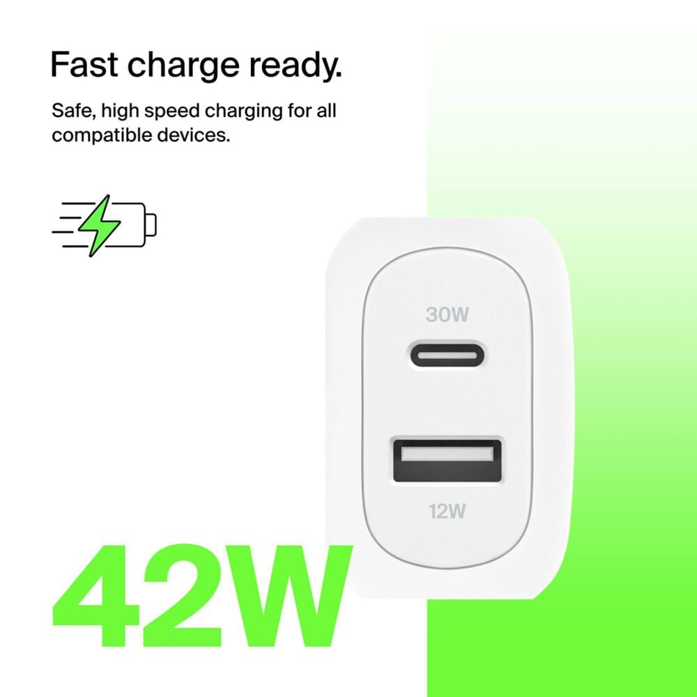 Belkin BoostCharge 42W Dual Wall Charger PD in White, , large