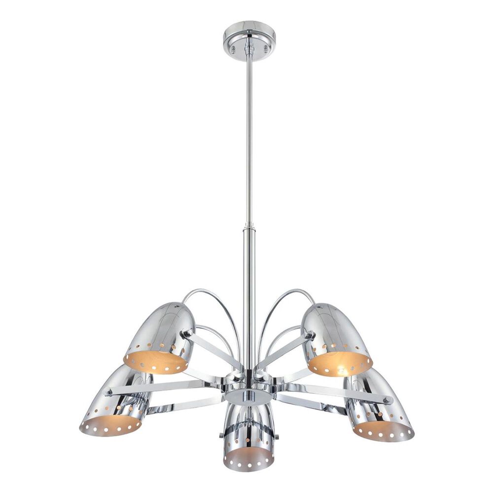 Lite Source Kanoni 5-Lights Chandelier with Metal Shade in Chrome, , large