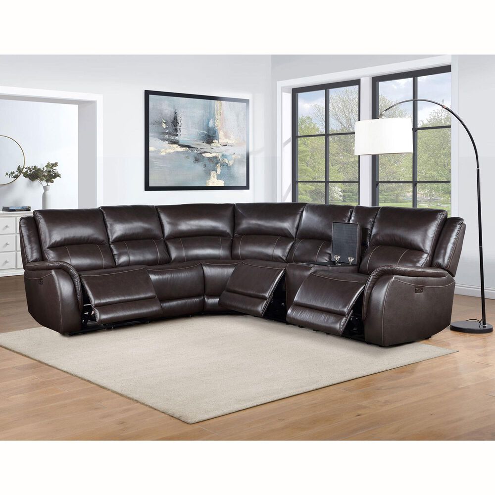 Steve Silver Alexandria 6-Piece Power Reclining Sectional in Chocolate, , large