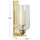 Maple and Jade 16" Single Indoor/Outdoor Wall Mount Candle Holder in Polished Gold and Clear, , large