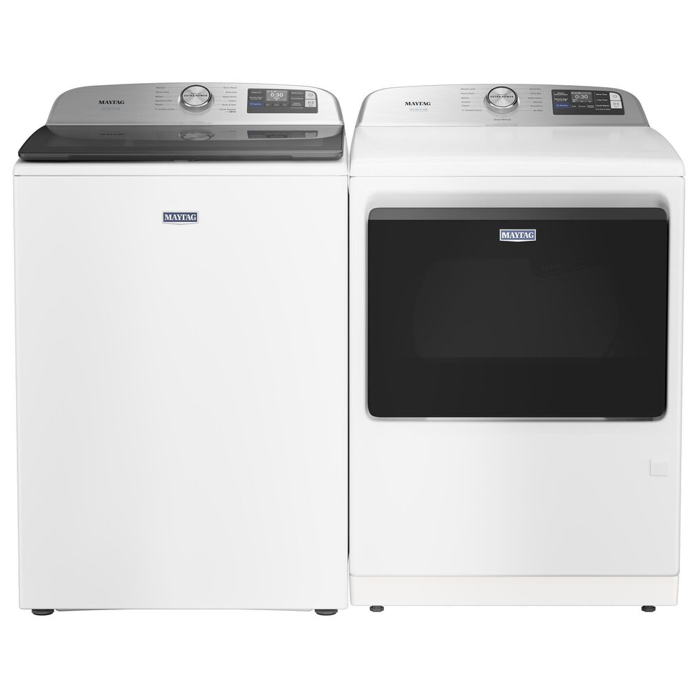 Maytag 5.3 Cu. Ft. Smart Pet Pro Top Load Impeller Washer and 7.4 Cu. Ft. Gas Smart Top Load Dryer Laundry Pair in White, , large