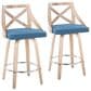 LumiSource Charlotte Swivel Counter Stool with Blue Fabric Upholstery in Whitewashed and Chrome (Set of 2), , large