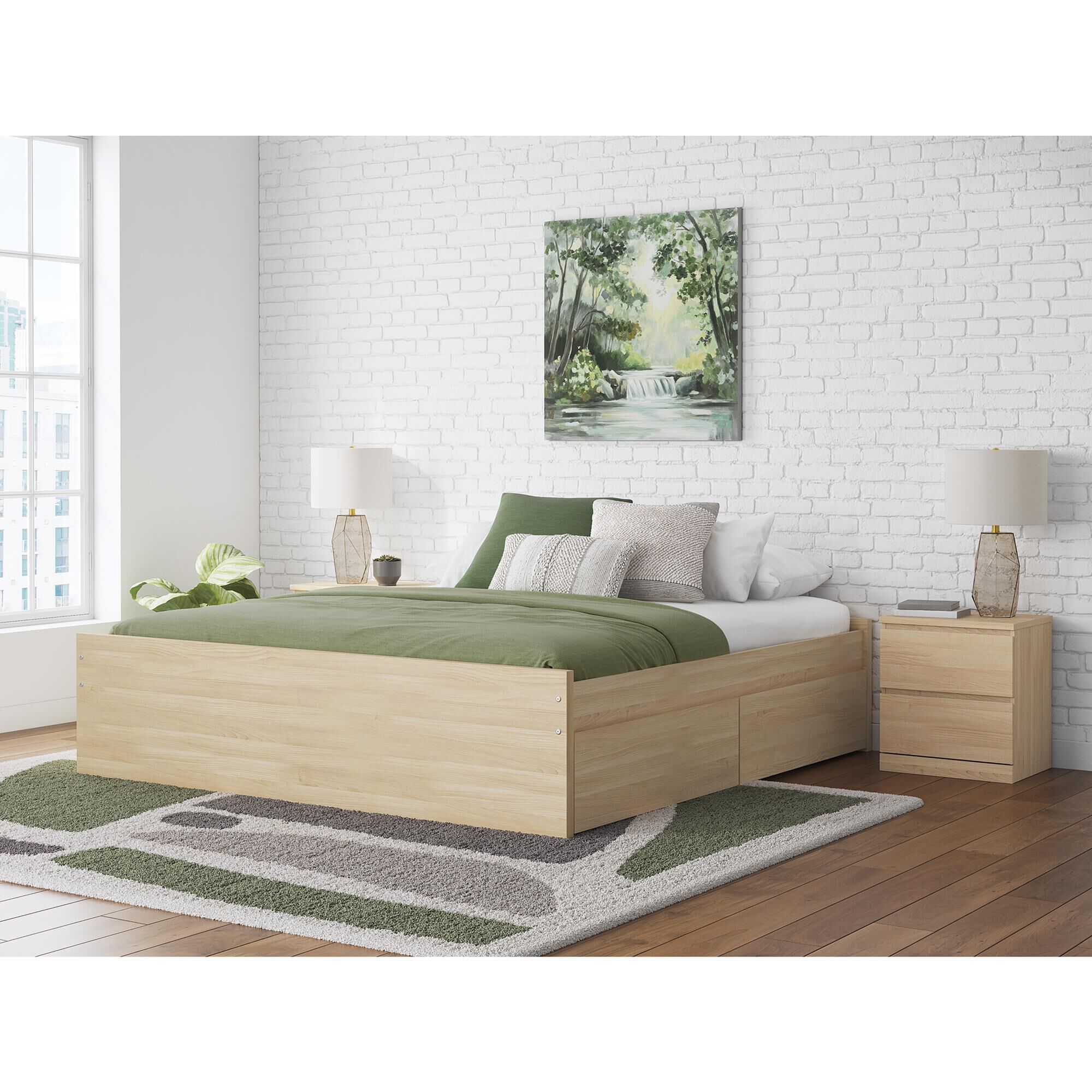 Ashley Onita King Platform Bed with 1 Side Storage in Natural