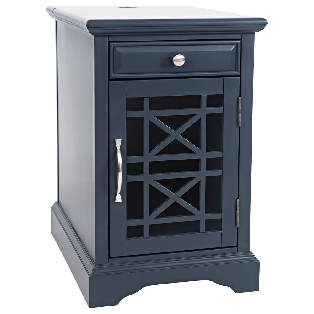 Waltham Craftsman Power Chairside Table in Navy Blue, , large