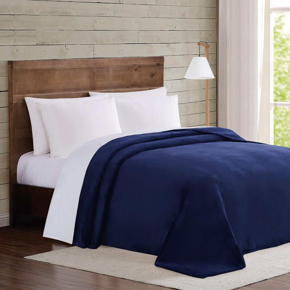 Pem America Truly Soft Velvet Plush Full/Queen Blanket in Navy, , large