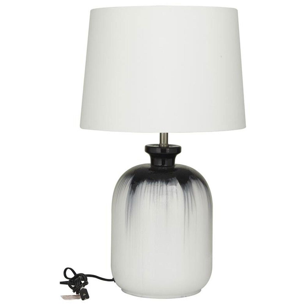 Maple and Jade Glass Rounded Cylinder Table Lamp in White and Black Ombre, , large