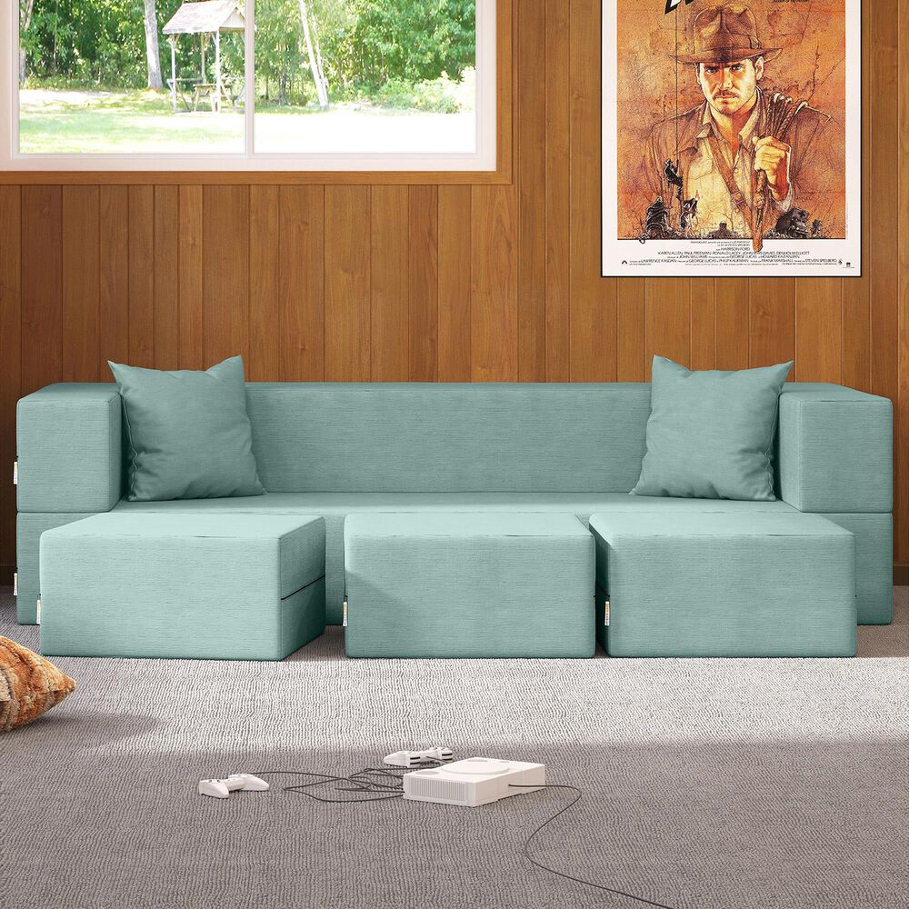 Jaxx Zipline 3-Piece Stationary Convertible Sleeper Sofa in Caribbean Velvet, , large