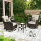 HOMLUX 3-Piece Patio Conversation Set with Curved-Arm Swivel Rocking Chairs and Brown Wicker in Beige, , large