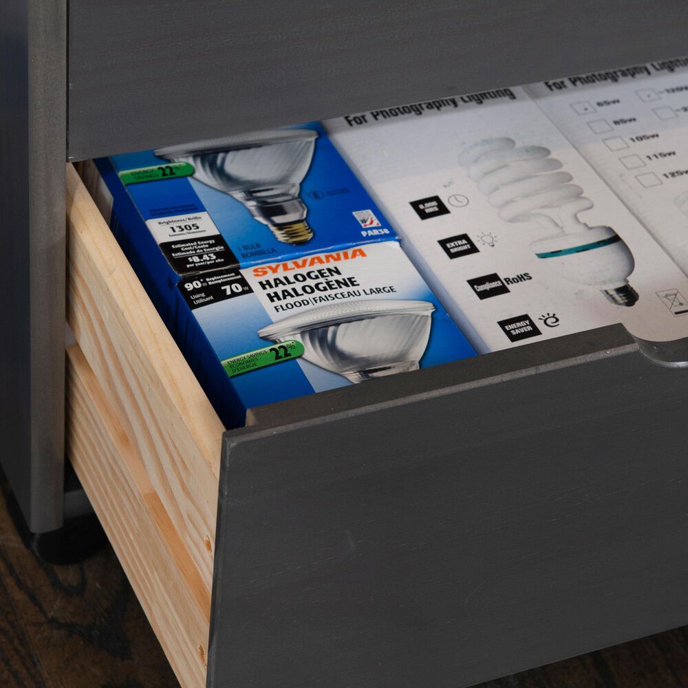 Linon Home Decor Cary 8-Drawer Rolling Cart in Grey, , large