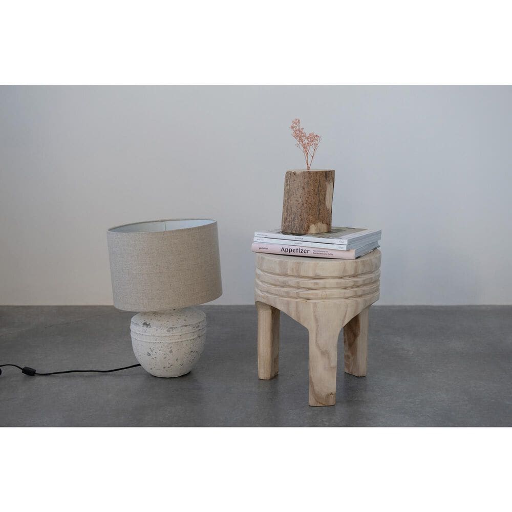 Creative Coop Cement Table Lamp in Distressed White, , large
