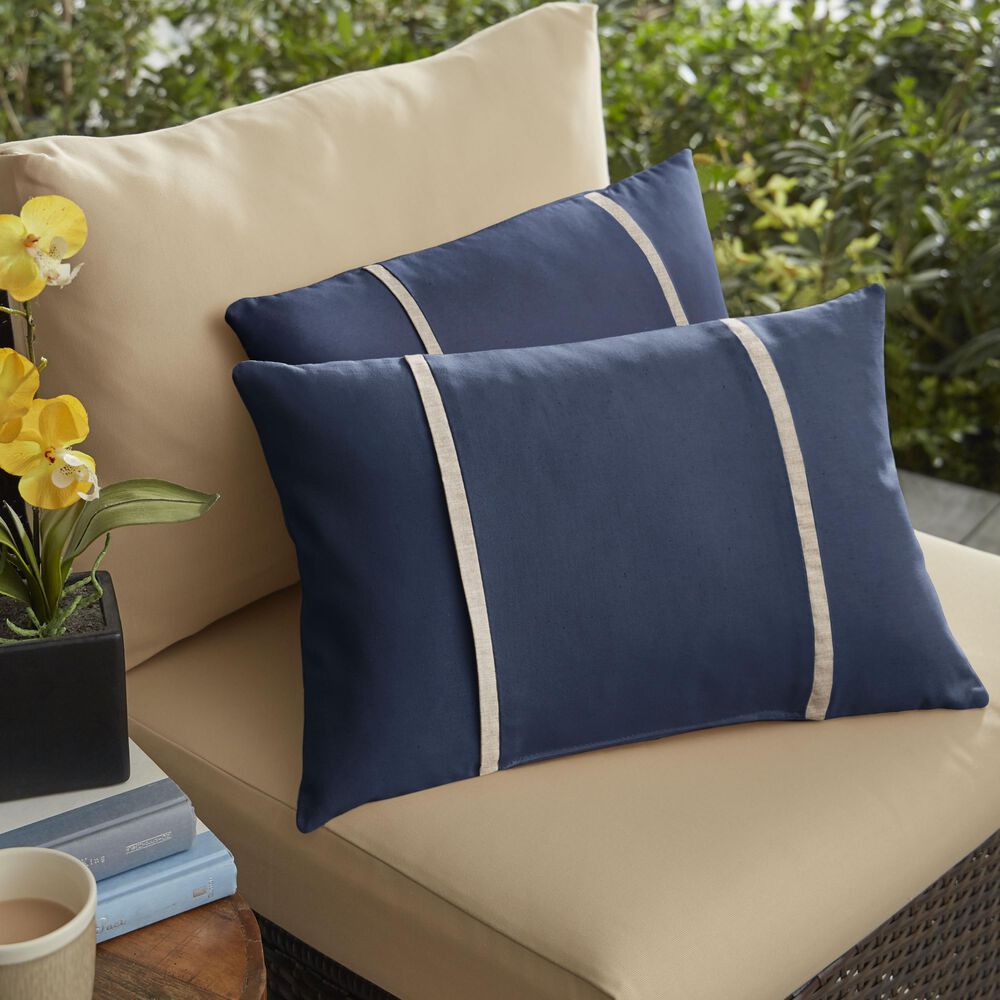 Sorra Home Sunbrella 12" x 24" Pillow in Canvas Navy (Set of 2), , large