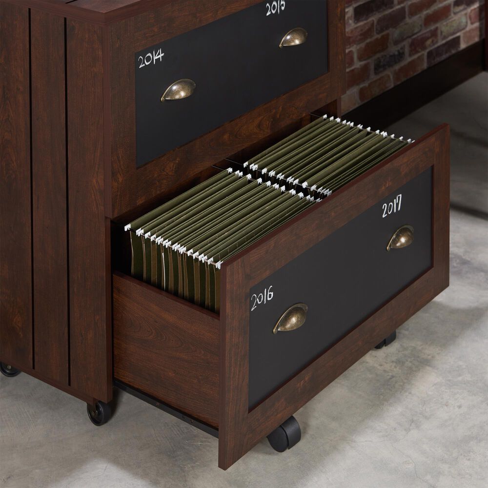 Furniture of America Phillips 2-Drawer File Cabinet in Vintage Walnut, , large