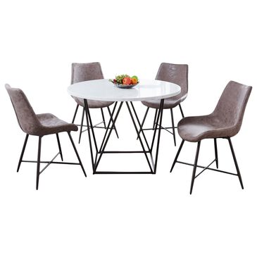 Steve Silver Ramona 5-Piece Round Dining Set in White and Deep Bronze, , large