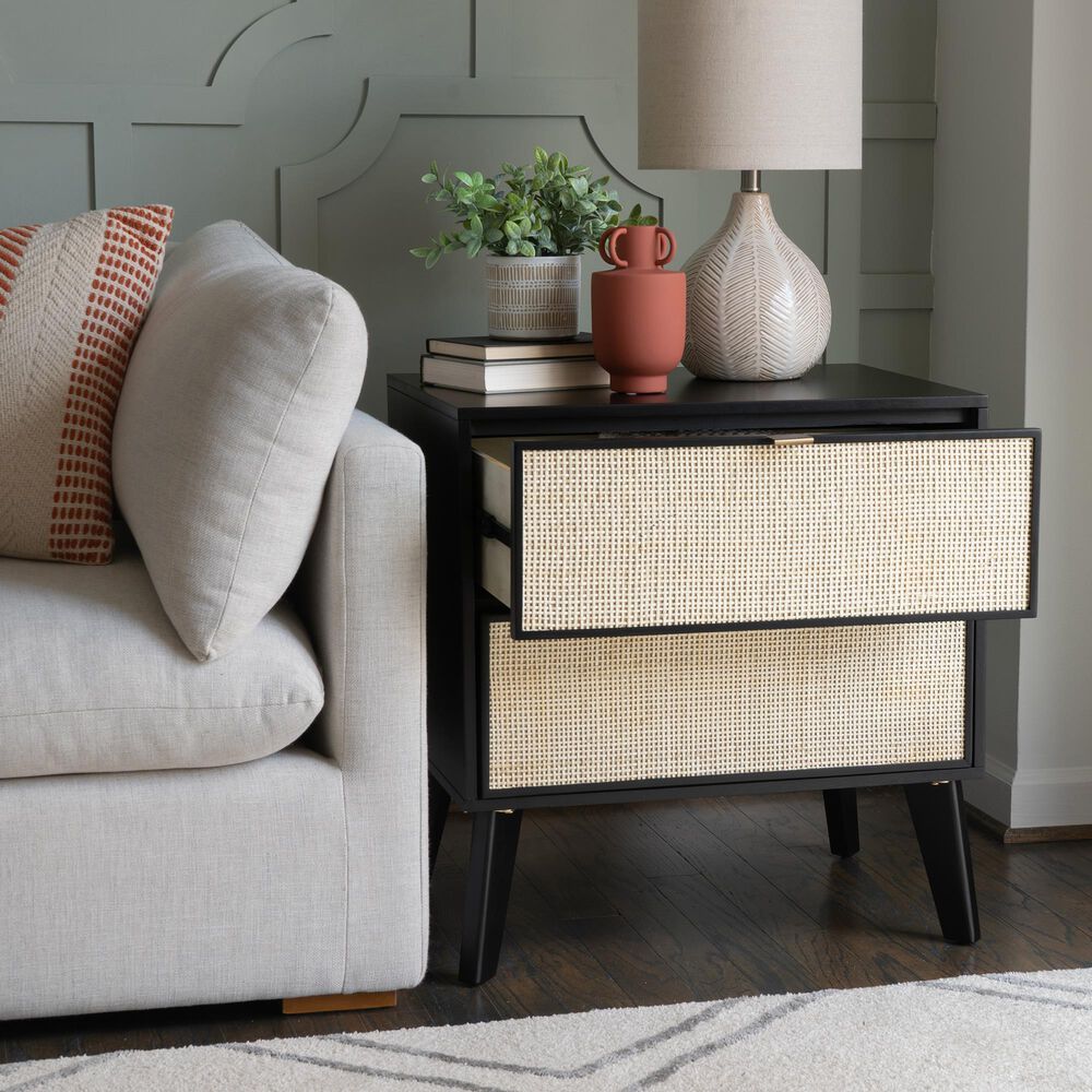 Linon Home Decor Collett 2-Drawer Nightstand in Black, , large