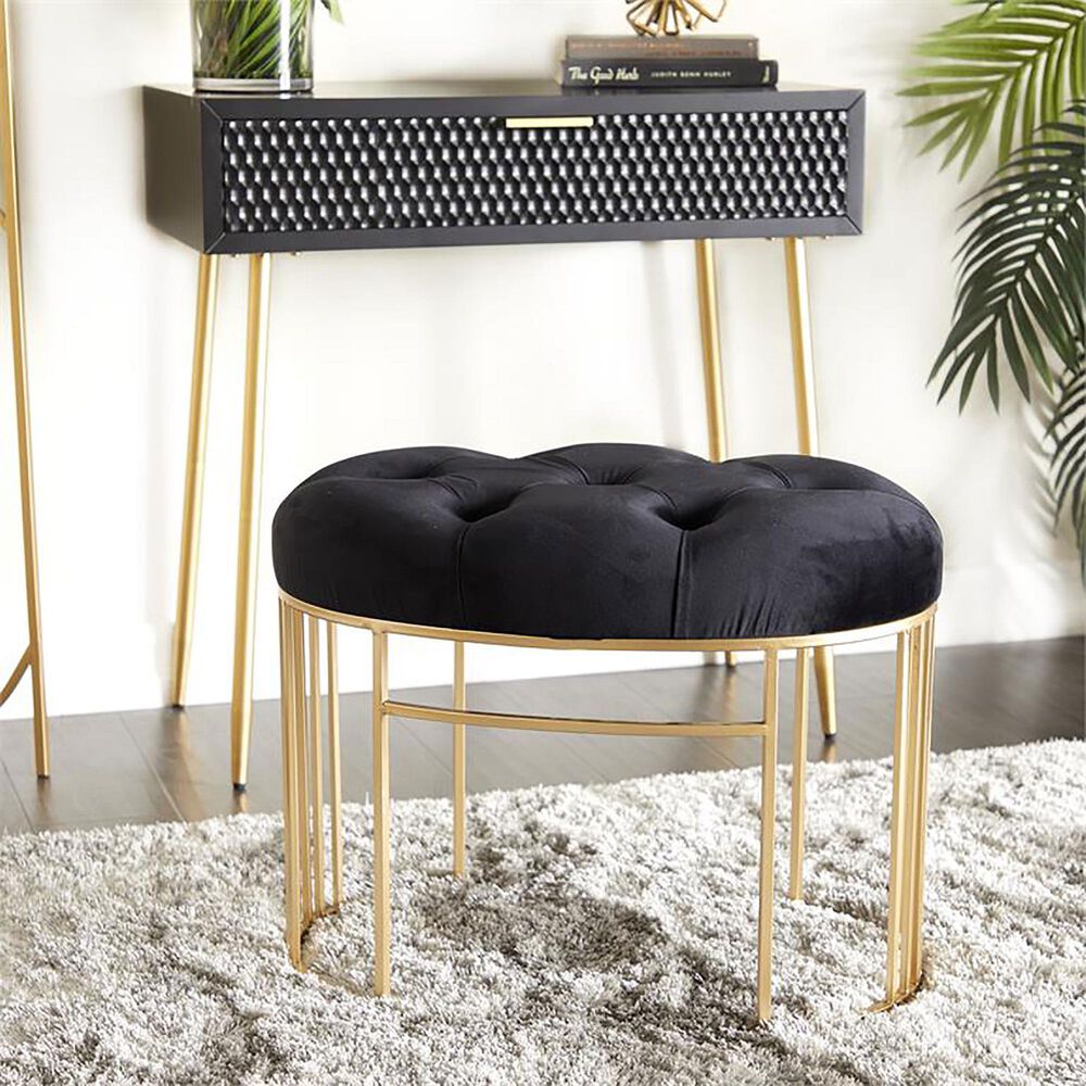 Maple and Jade 24&quot; Velvet Bench in Black, , large