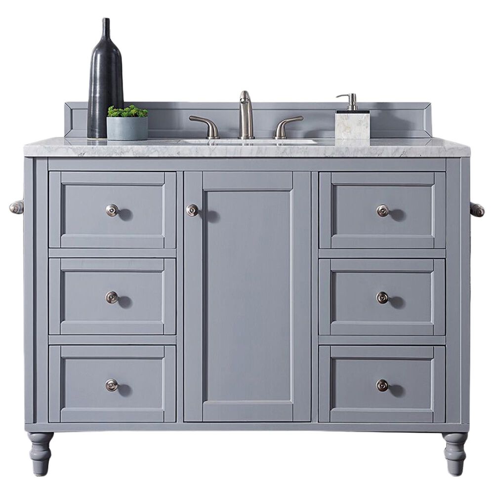 James Martin Vanities Copper Cove Encore 48" Single Bathroom Vanity in Silver Gray with 3 cm Eternal Jasmine Pearl Quartz Top and Rectangular Sink, , large