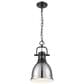 Golden Lighting Duncan 1-Light Small Pendant with Chain and Chrome Shade in Matte Black, , large