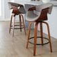 LumiSource Symphony 26" Swivel Counter Stool with Grey Upholstery in Walnut and Black (Set of 2), , large